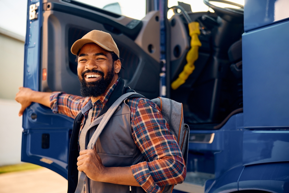 An excited trucker ready to learn about recourse and non recourse factoring.