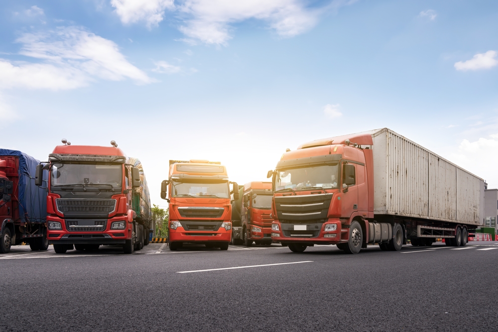 A fleet of Red Trucks.