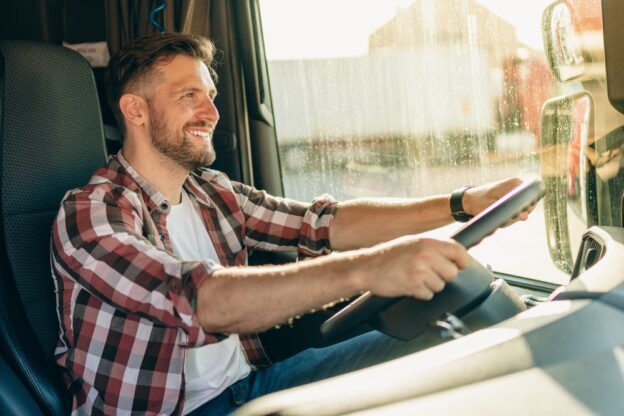 rookie truck driver going for a drive in his truck