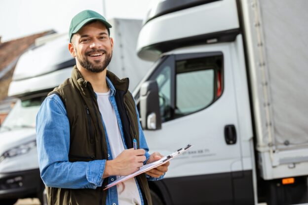 happy truck driver