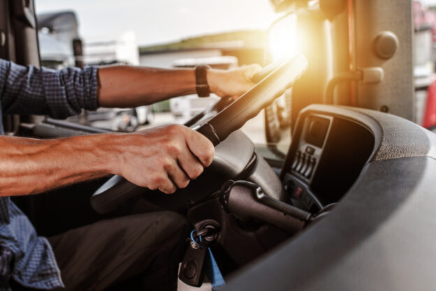 CDL Commercial Driver inside his truck